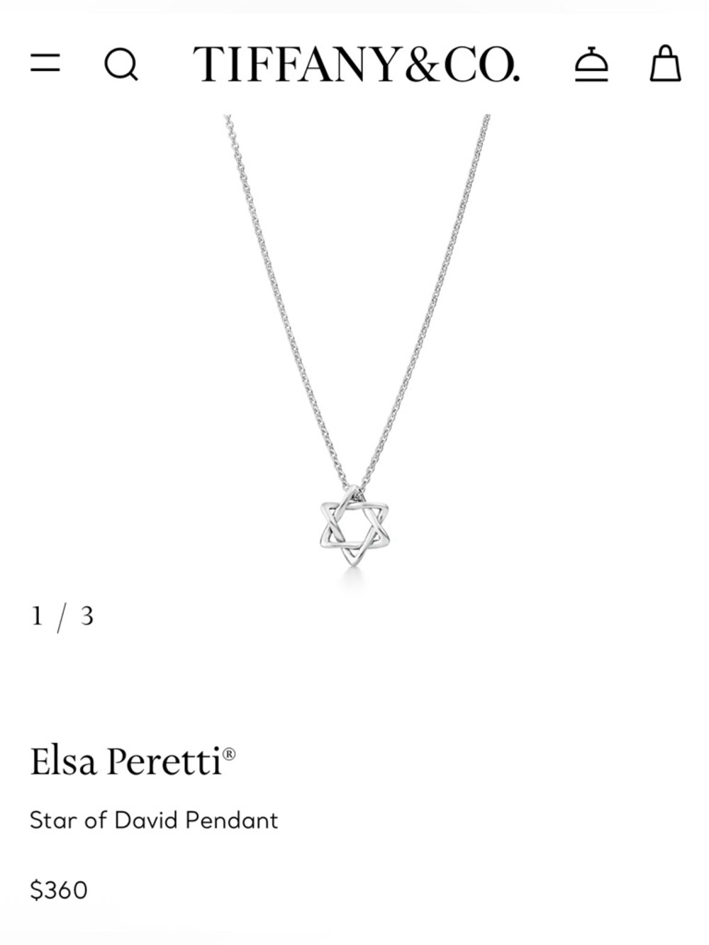 Tiffany & Co. Elsa Peretti 925 Silver Star of David Pendant Necklace Small 12mm - Picture 8 of 8